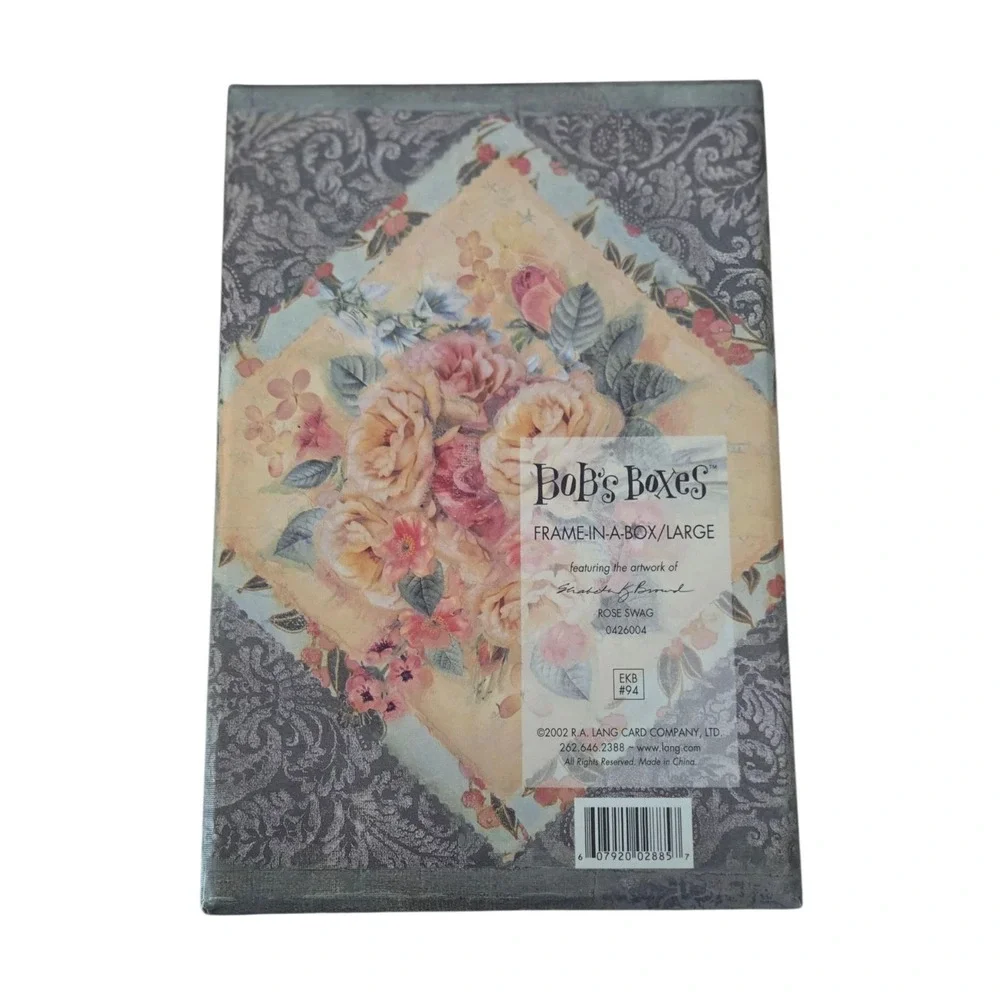 Lang Card Co Bob's Boxes Trinket‎ Card Photo Box ROSE SWAG Art Victorian Style